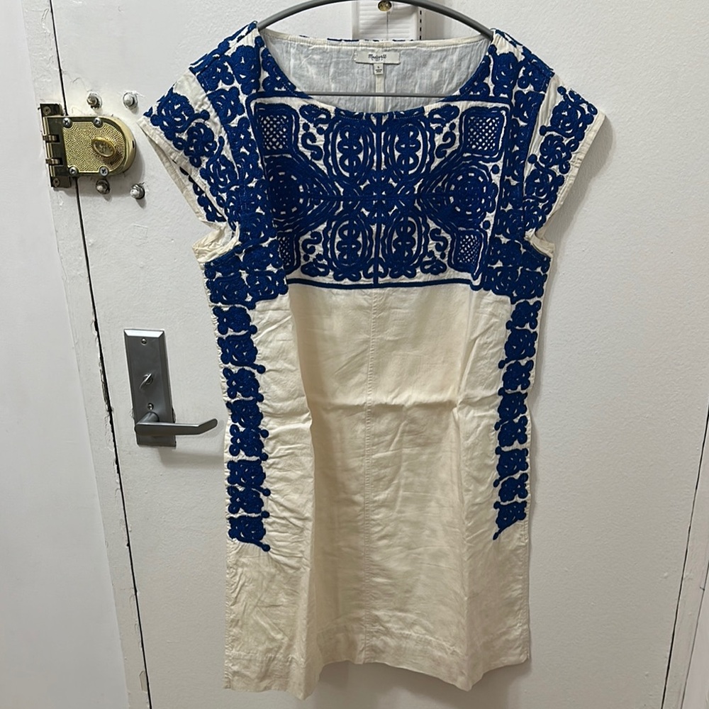 Madewell Blue and Cream Mini Dress